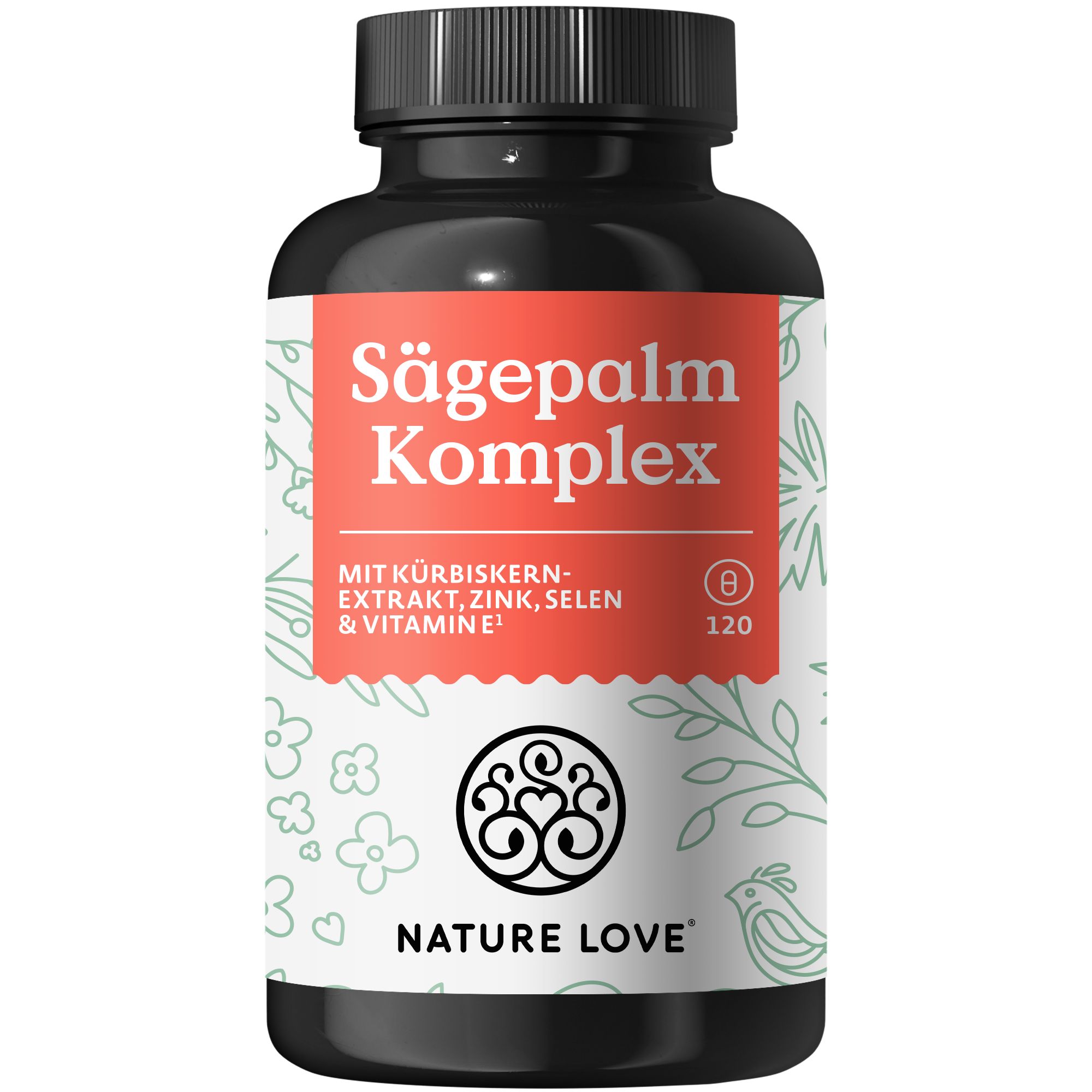 Nature Love® Sägepalm Komplex - 120 Kapseln - Sägepalme (Saw Palmetto) mit 5% Phytosterolen