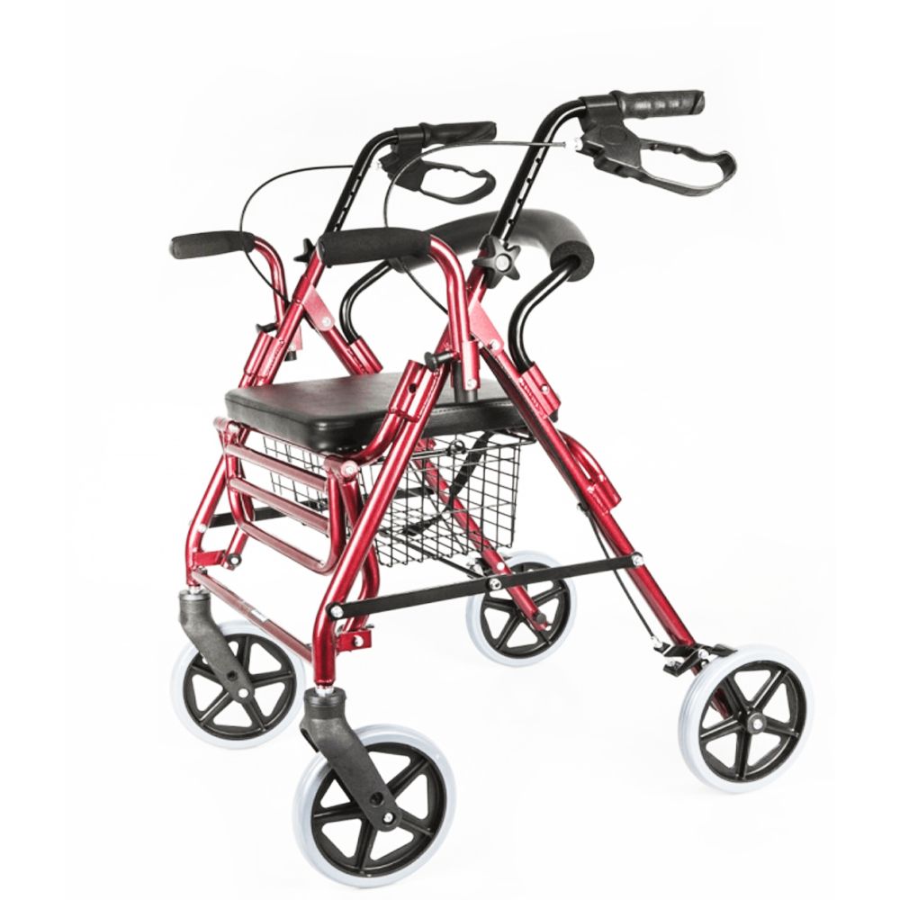 Antar Rollator mit Stahlrahmen und Fußrasten, pulverbeschichtet mit integrierten Bremsen