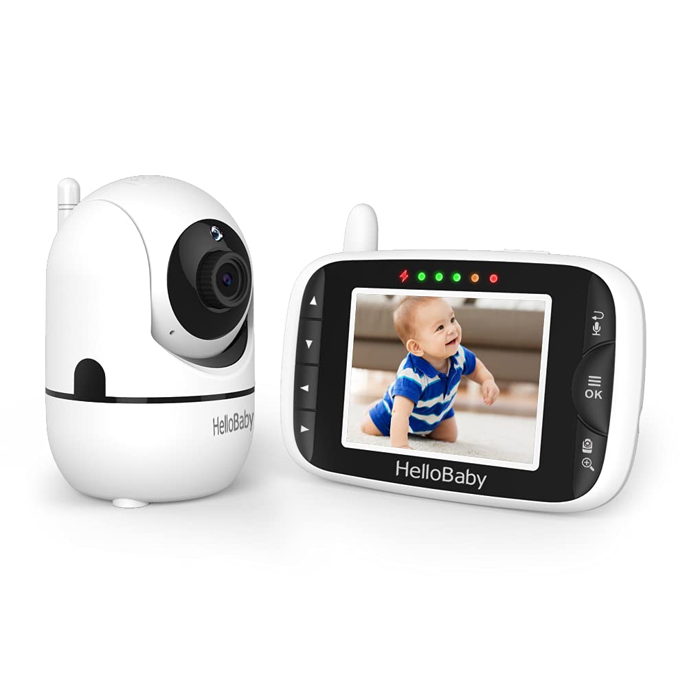 Babyphone, Hallo Babyphone mit Kamera und Audio, 3,2 '' LCD-Bildschirm, 355 ° horizontal und 120 ° vertikal drehen, VOX-Modus, Zwei-Wege-Audio
