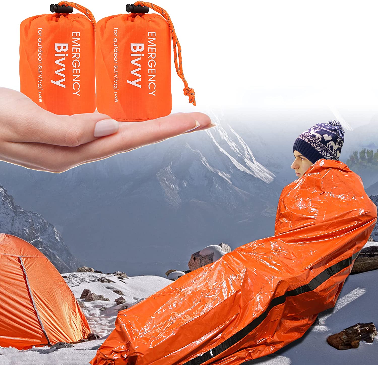 Rettungsdecke 2 Stück Biwaksack Notfall Wasserdicht Survival Schlafsack Erste Hilfe Wärmedecke Schutzdecke Notfalldecke Ultraleicht Hitzeabweisend