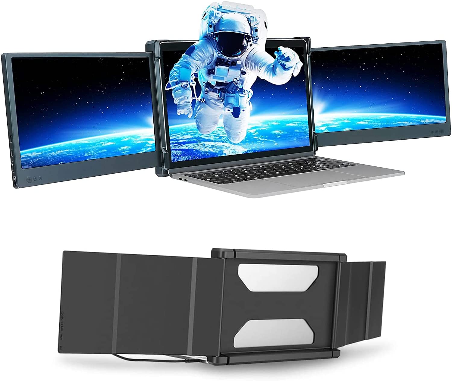Tragbarer Monitor für Laptop, 12' Full HD 1080p IPS Display, Dual Triple Monitor Screen Extender, Kompatibel mit 13'-16' Mac Windows Chrome Laptops
