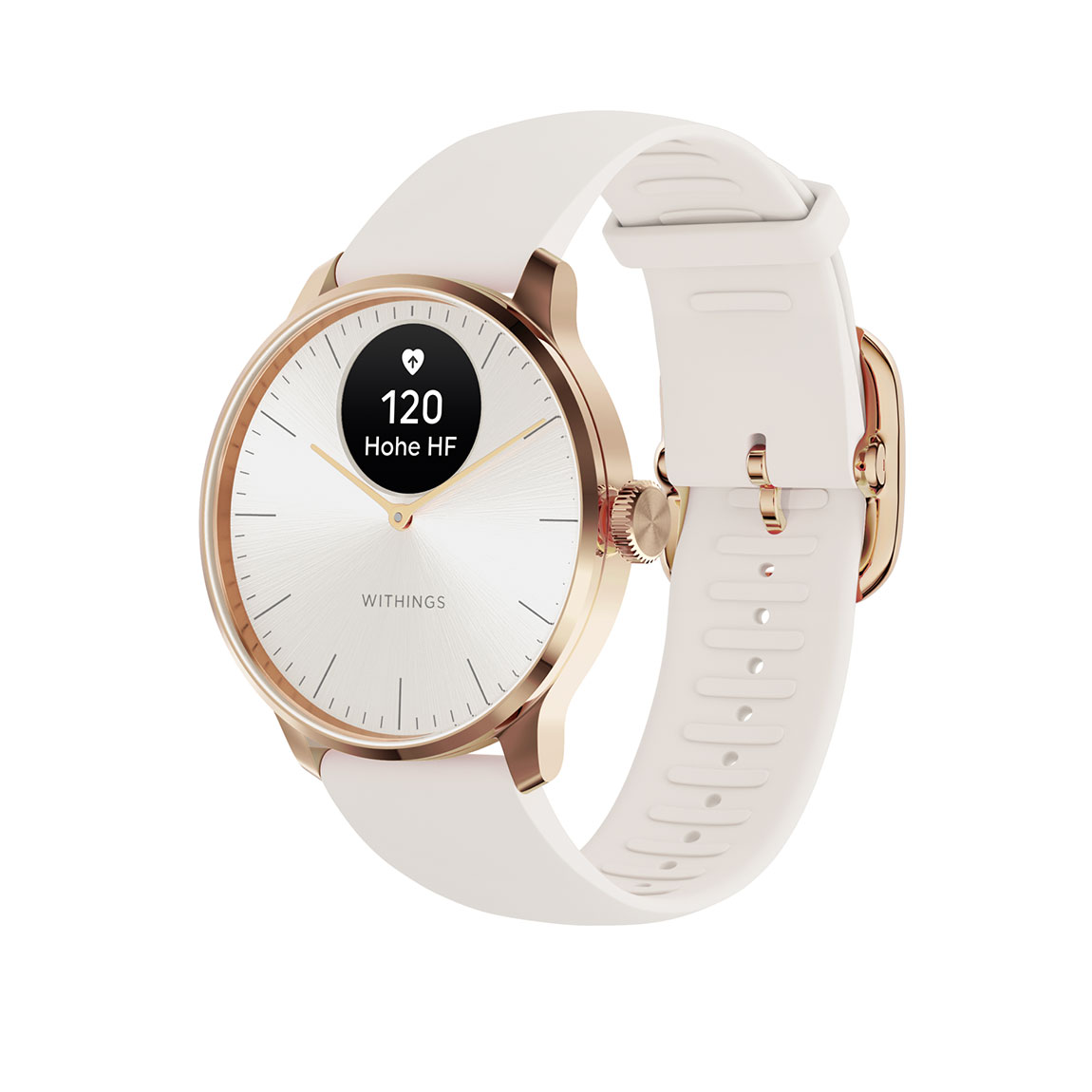 Withings ScanWatch Light - Hybrid Smartwatch für tägliches Gesundheitstracking mit 37 mm Armband - Rose Gold