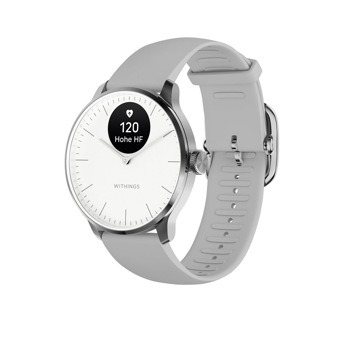 Withings ScanWatch Light - Hybrid Smartwatch für tägliches Gesundheitstracking mit 37 mm Armband - Weiß