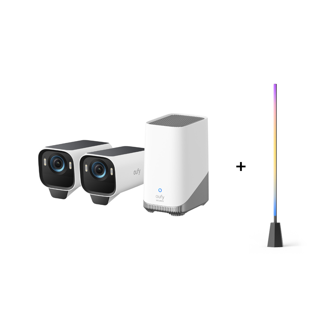 eufyCam S3 Pro Starter-Set 2+1- 2er-Kameraset mit HomeBase 3 + Zimmer Stehlampe E10