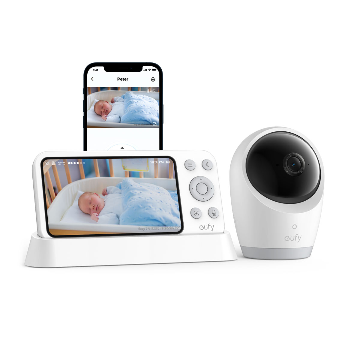 eufy Baby Monitor E21 - Smartes Babyfon mit Kamera - Weiß