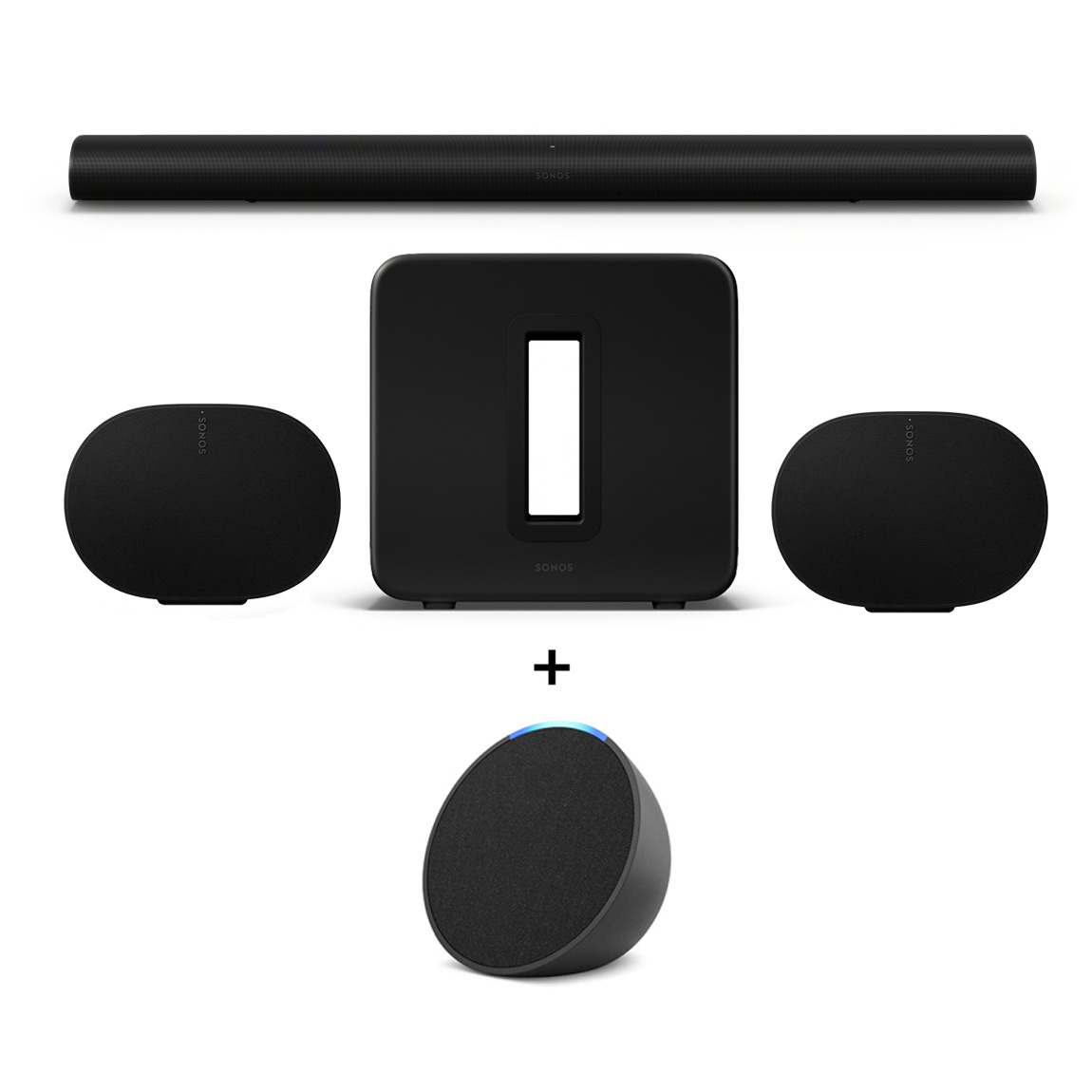 Sonos 9.1.4 Heimkino Set - mit Arc Ultra, 2x Era 300 und Sub 4 + Amazon Echo Pop