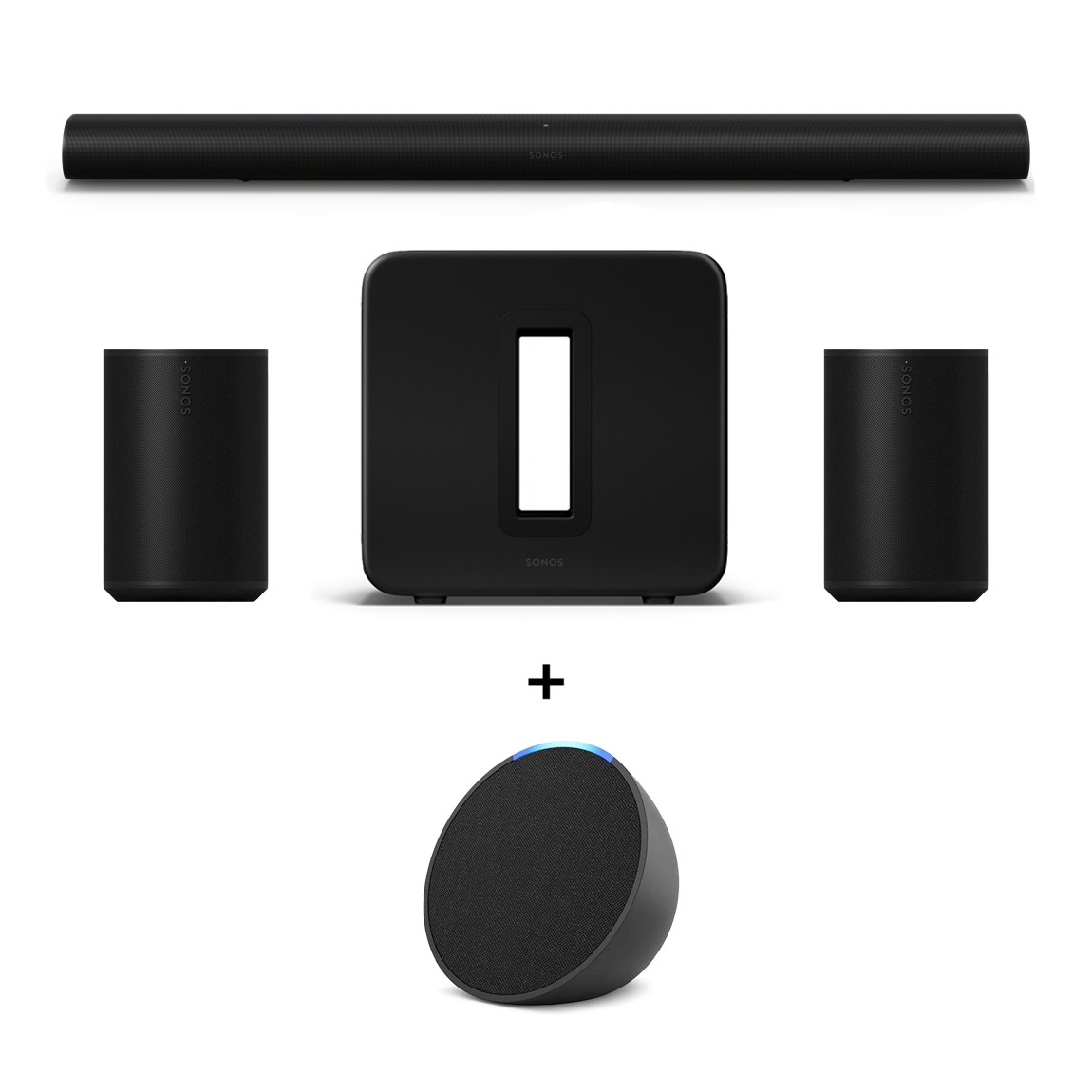 Sonos Heimkino Set - mit Arc Ultra, 2x Era 100 und Sub 4 + Amazon Echo Pop