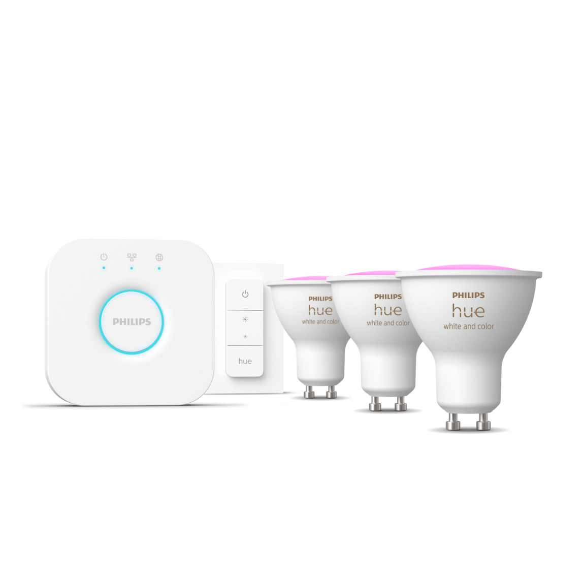 Philips Hue White & Color Ambiance GU10 400lm Starter-Set + Dimmschalter - Weiß