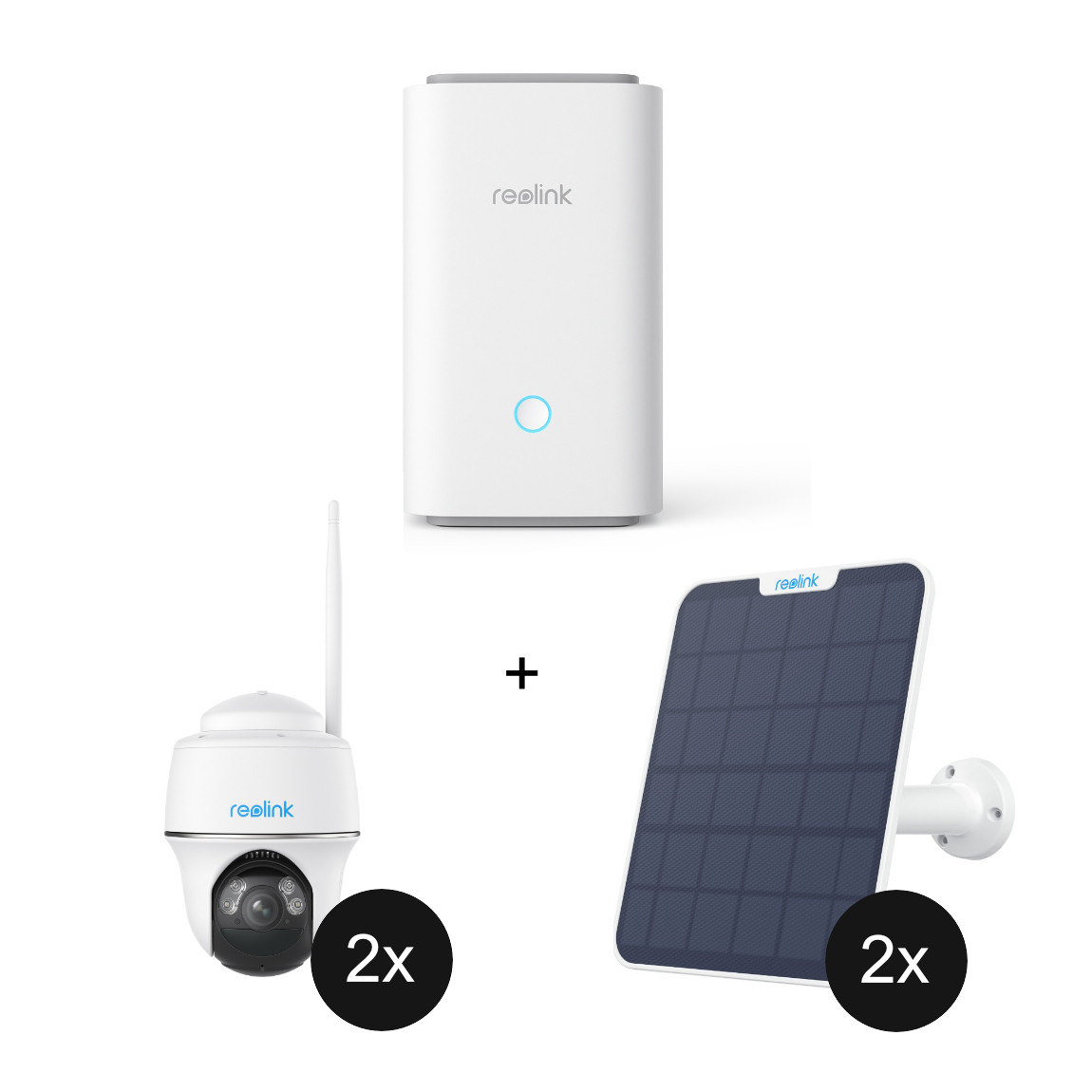 Reolink Home Hub + Argus Series B430 - 2er-Set + Solar Panel 2 - 2er-Set