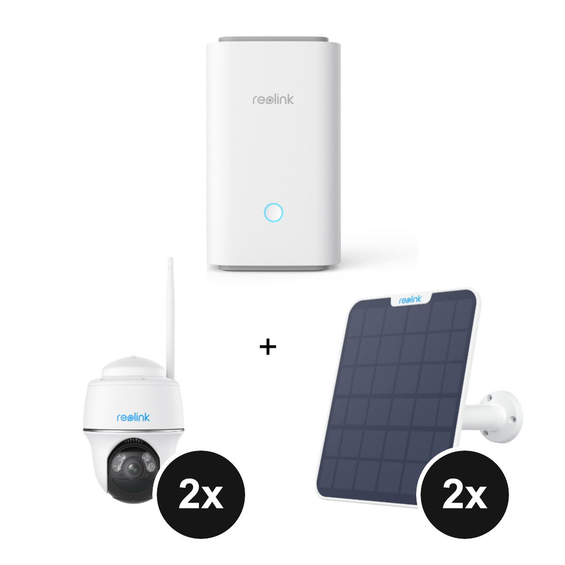 Reolink Home Hub + Argus Series B430 - 2er-Set + Solar Panel 2 - 2er-Set