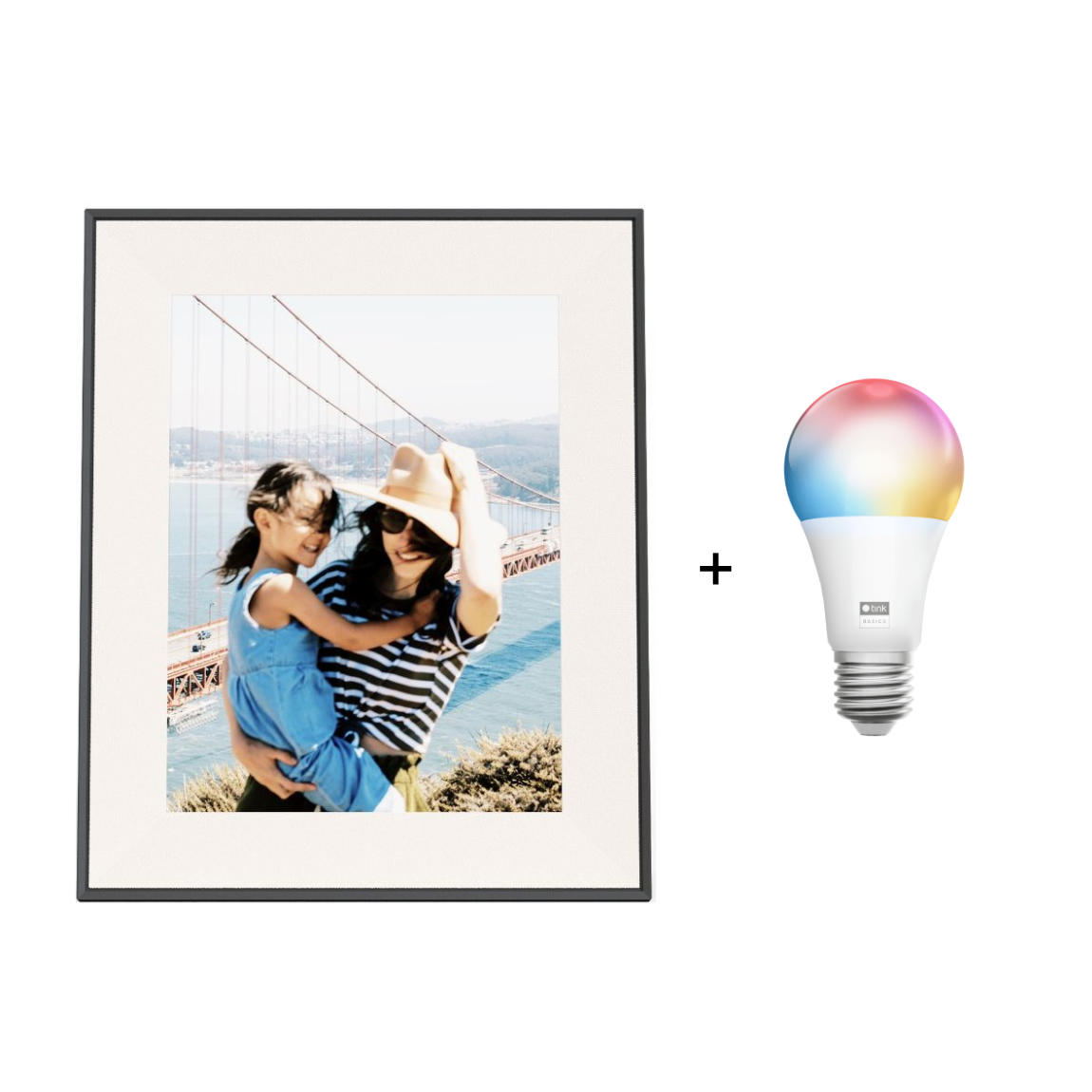 Aura Frames - Aspen (12 Zoll) - Bilderrahmen + gratis tink Basics White & Color E27 Bulb