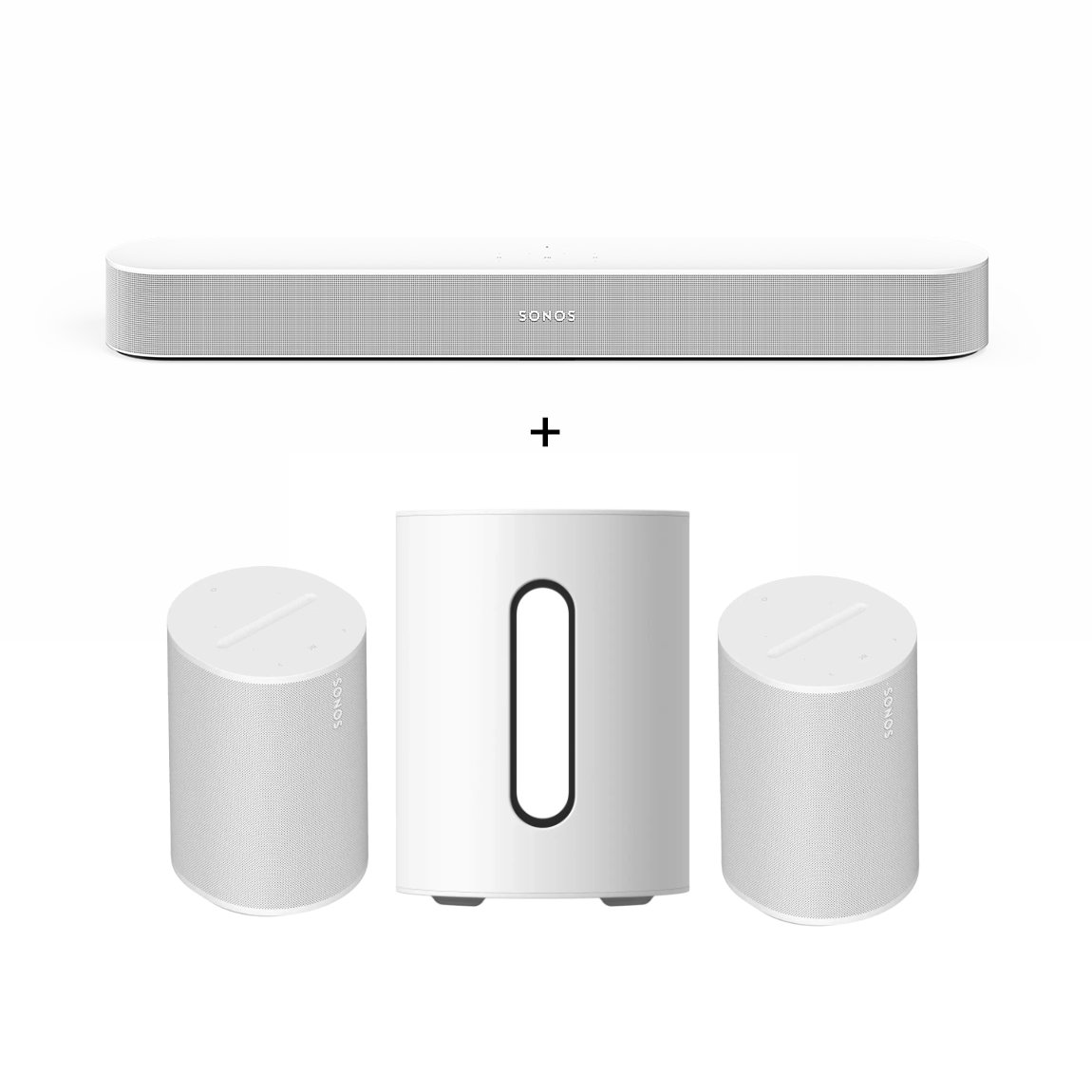 Sonos 5.1 Heimkino Set - mit Beam Gen 2, 2x Era 100 und Sub Mini - Weiß (+GRATIS Hombli Lichterkette)