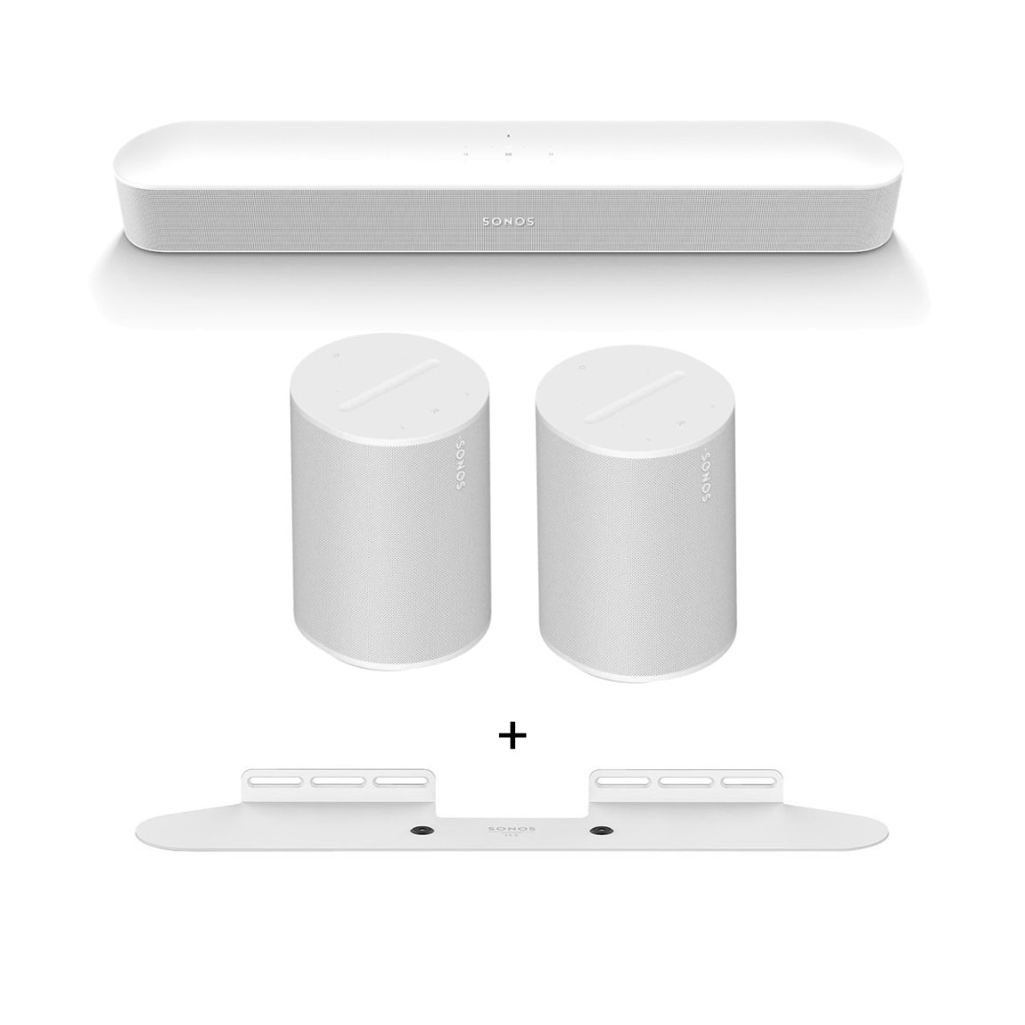 Sonos Entertainment Set - mit Beam Gen 2 und 2x Era 100 + Wandhalterung - Weiß (+GRATIS Hombli Lichterkette)