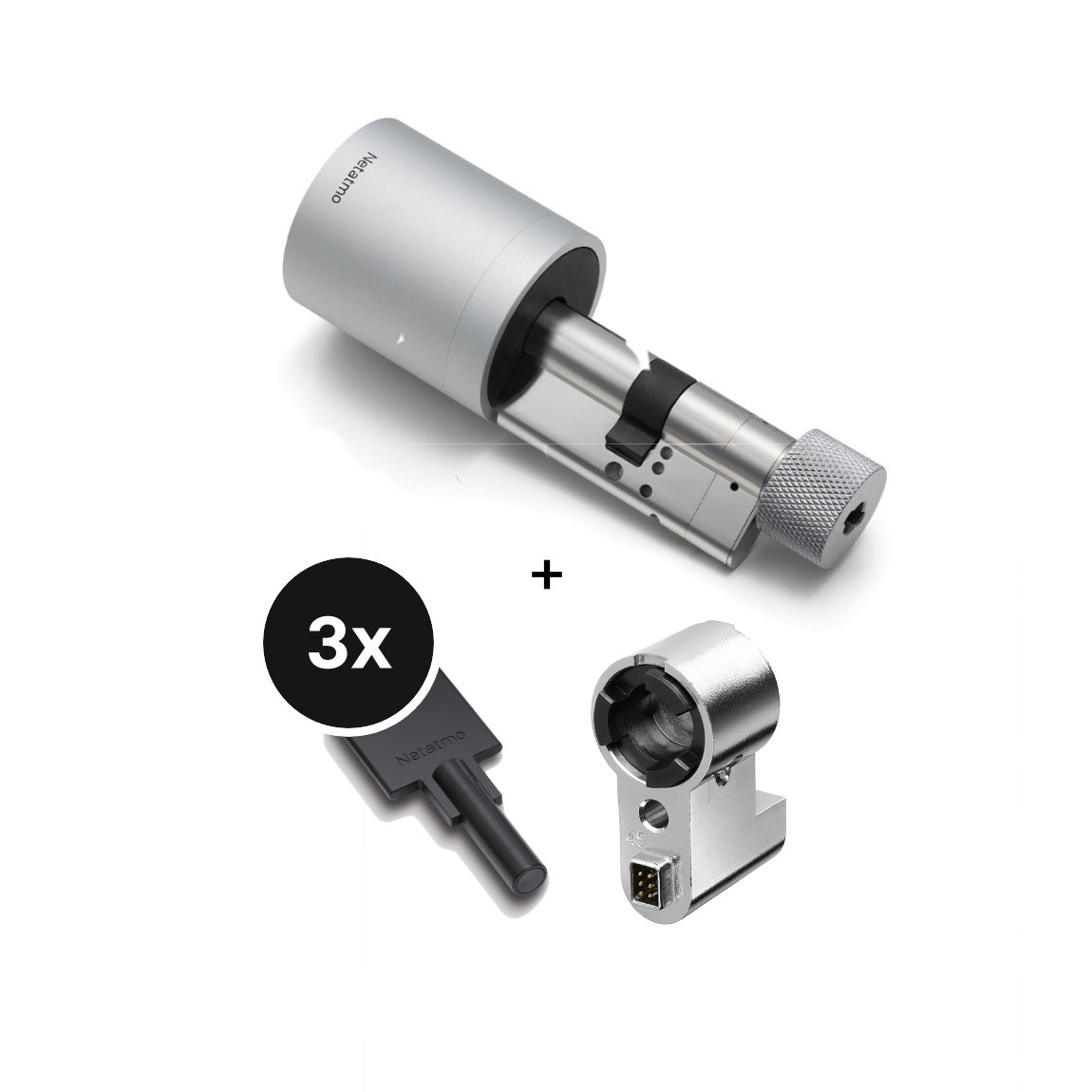 Netatmo Smart Doorlock + Smart Key 3er-Set + Erweiterungs-Kit 45 mm