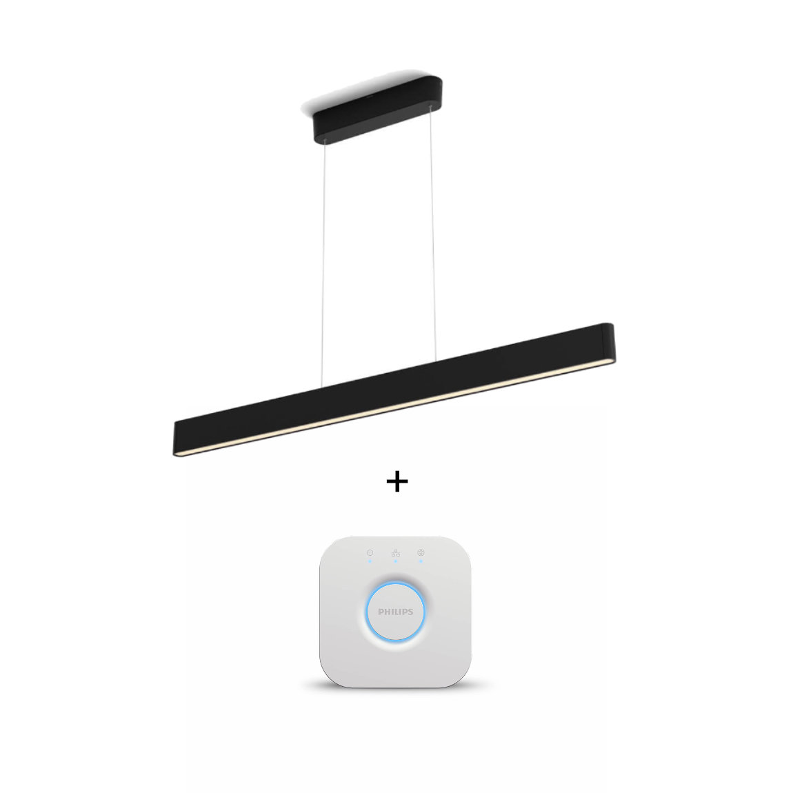 Philips Hue White & Color Ambiance Ensis Pendelleuchte 5500lm - Schwarz + Bridge (+GRATIS Hombli Lichterkette)