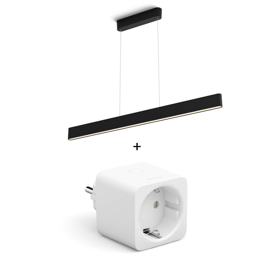 Philips Hue White & Color Ambiance Ensis Pendelleuchte 5500lm - Schwarz + Steckdose (+GRATIS Hombli Lichterkette)
