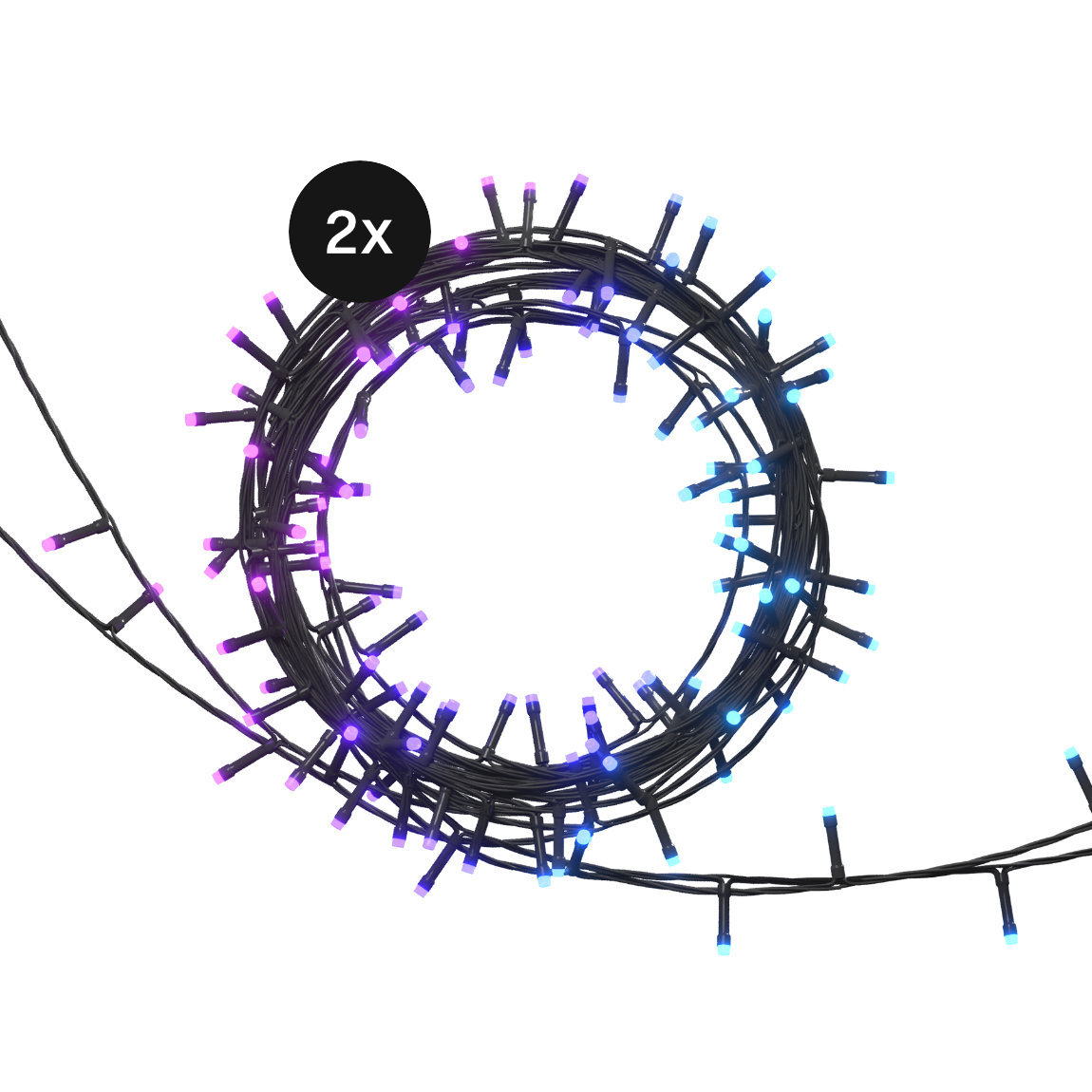 Hombli Smarte Lichterkette für drinnen und draußen, 20m, farbig & weiß - 2er-Set