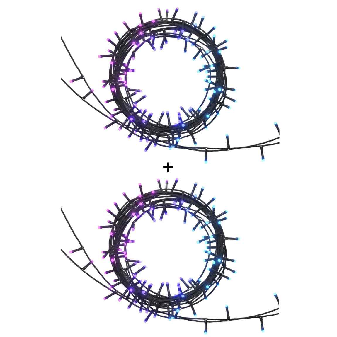 Hombli Smarte Lichterkette für drinnen und draußen, 20m, farbig & weiß - 2er-Set