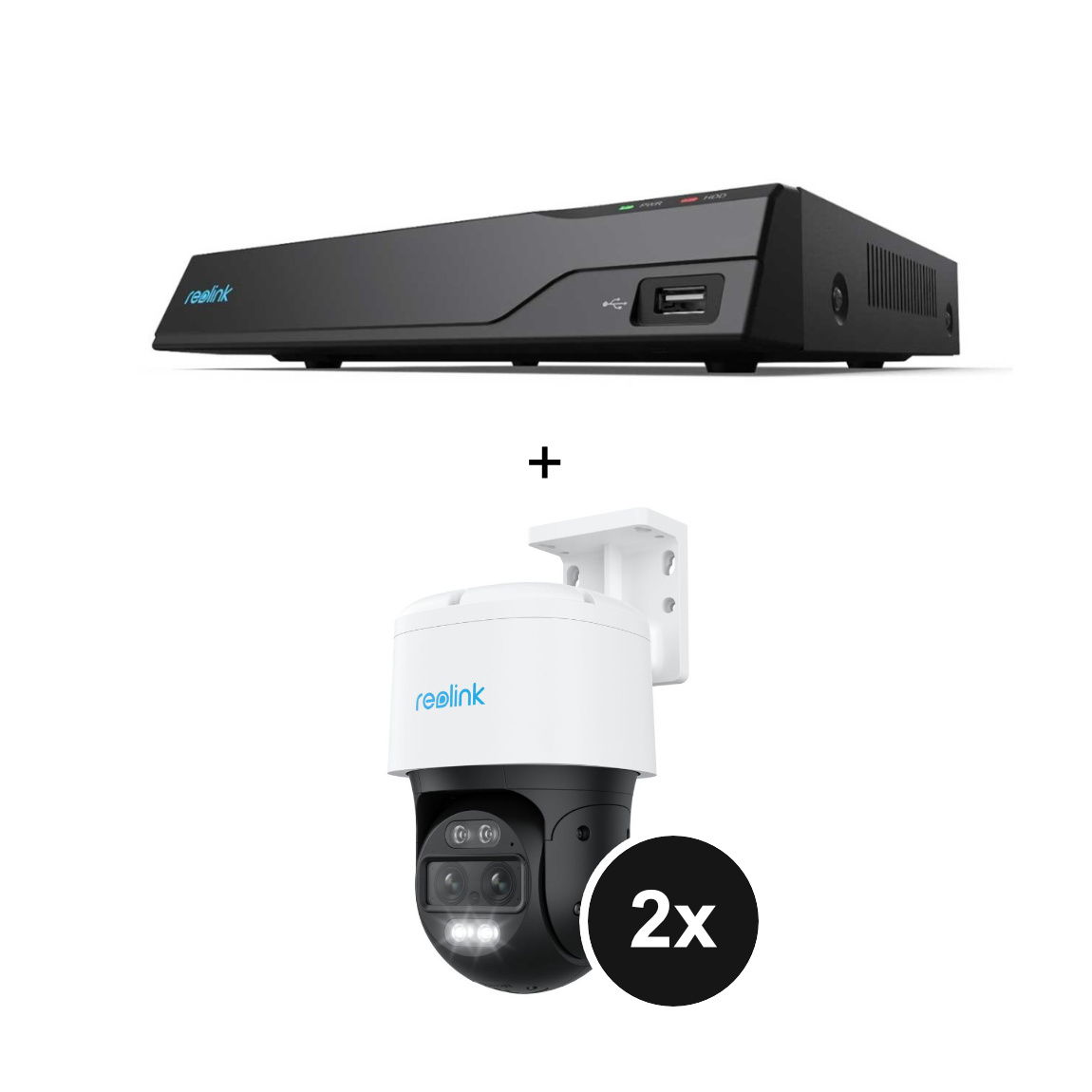 Reolink NVS8 - 8-Kamera PoE NVR mit 2TB Festplatte + TrackMix Series P760 - 4K PoE Dual-Außenkamera mit Auto Zoom & Tracking - 2er-Set (+GRATIS Hombli Lichterkette)
