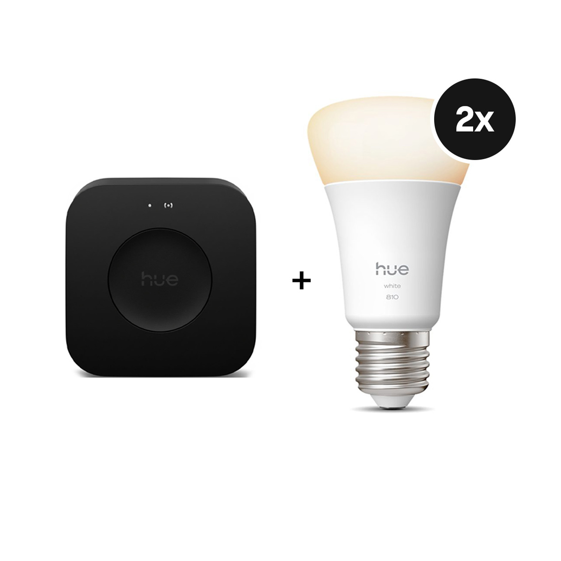 Philips Hue Starter Set - mit Bridge Pro und 2 White Ambiance E27 Lampen - 810lm