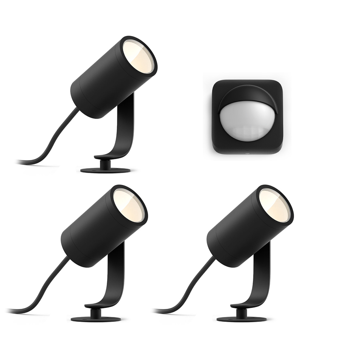 Philips Hue LED Spot Lily Basis Kit (3er-Set) + Philips Hue Outdoor Sensor (+GRATIS Hombli Lichterkette)