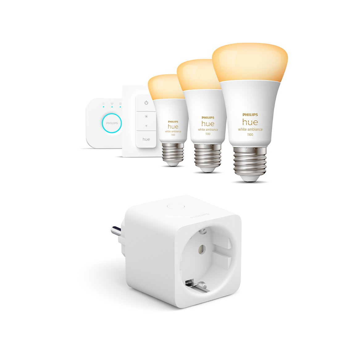 Philips Hue White Ambiance E27 1100lm Bluetooth Starter Kit + Smarte Steckdose