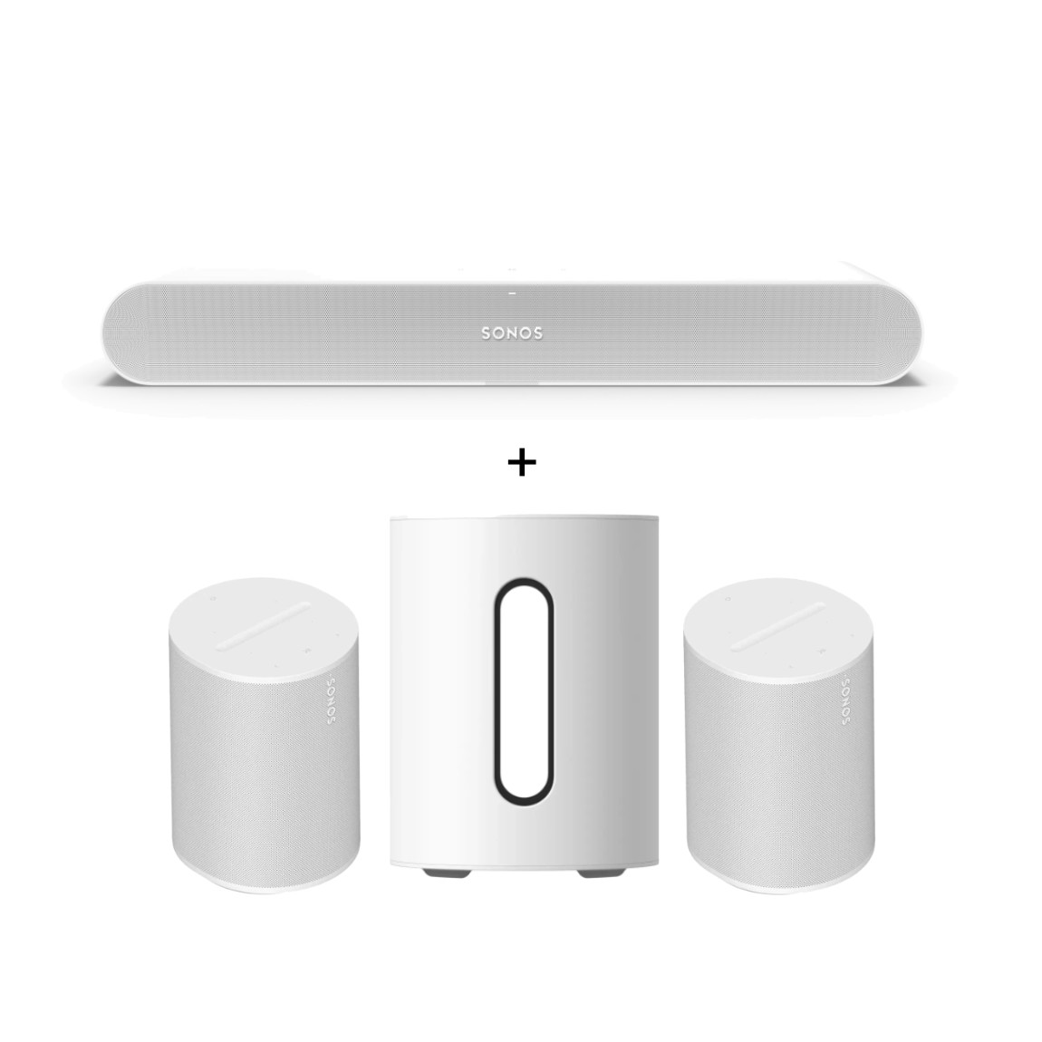 Sonos Heimkino Set - mit Ray, 2x Era 100 und Sub Mini - Weiß (+GRATIS Hombli Lichterkette)