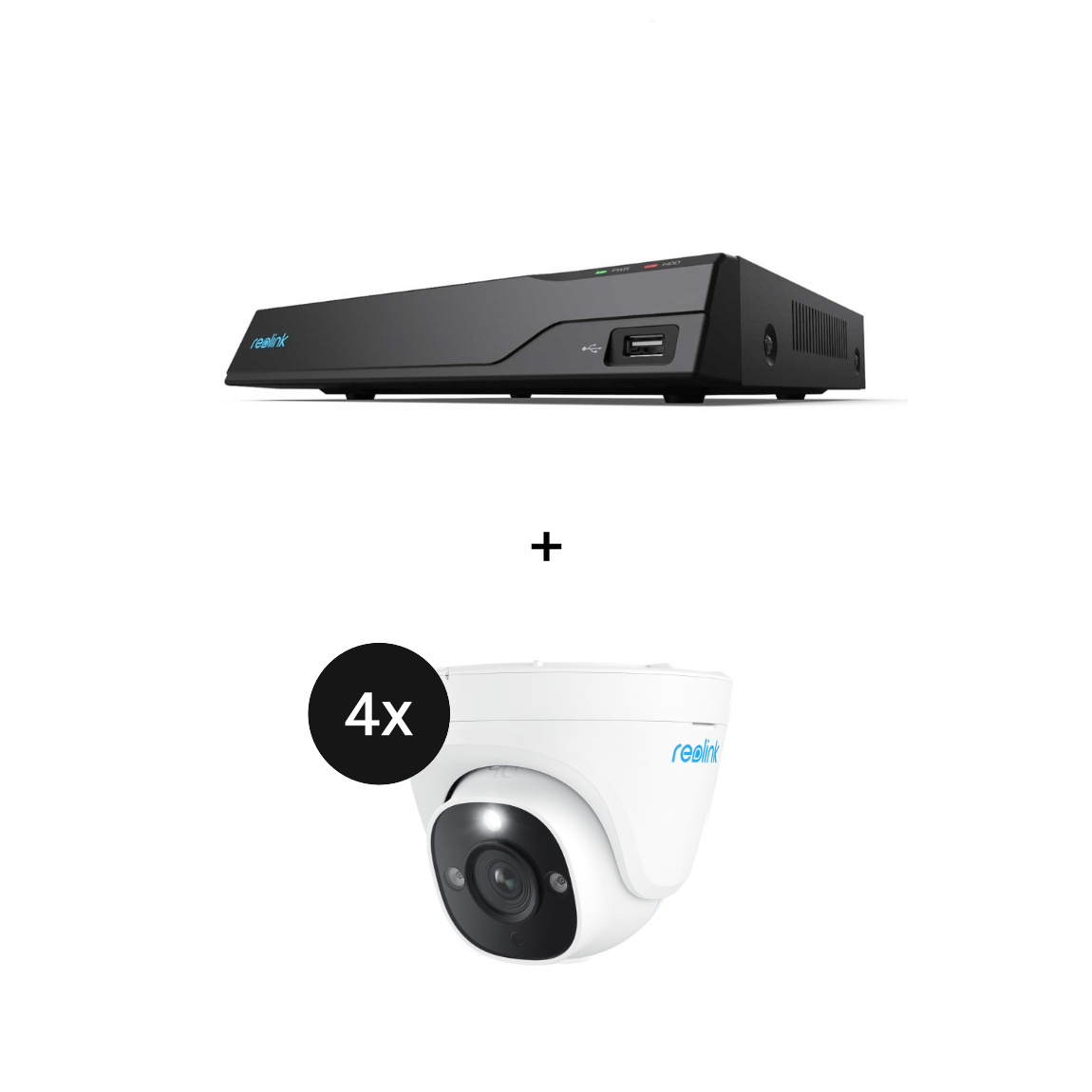 Reolink NVS8 + P334 - 4K PoE-Außenkamera - 4er Set