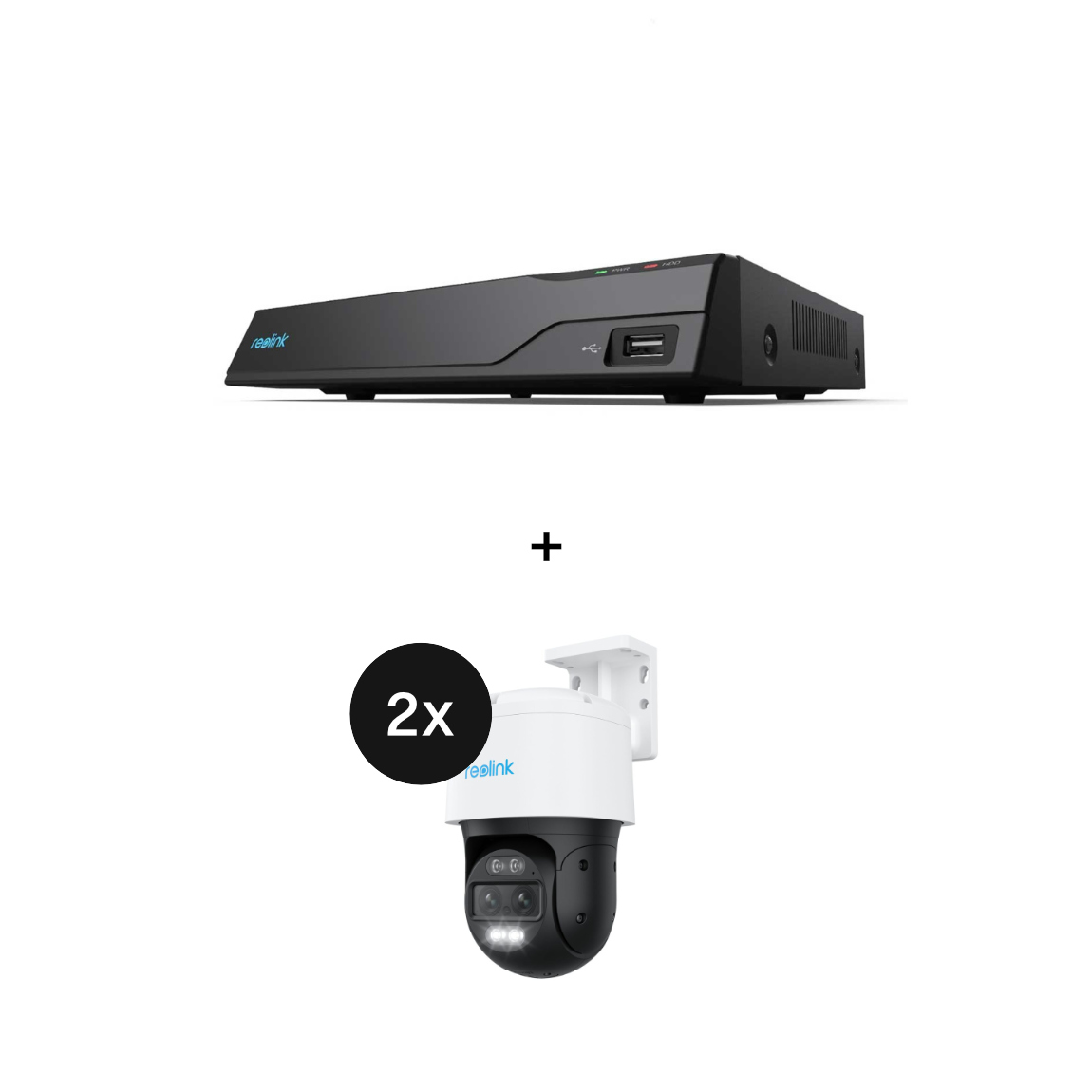 Reolink NVS8 - 8-Kamera PoE NVR mit 2TB Festplatte + TrackMix Series P760 - 4K PoE Dual-Außenkamera mit Auto Zoom & Tracking - 2er-Set