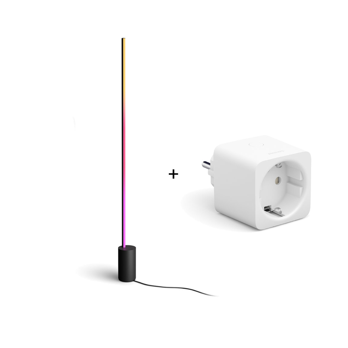Philips Hue Gradient Signe Stehleuchte - Schwarz + Steckdose (+GRATIS Hombli Lichterkette)