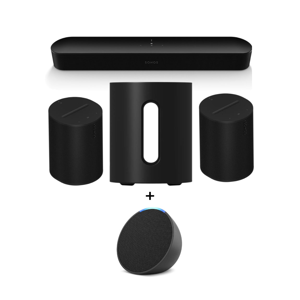 Sonos 5.1 Heimkino Set – mit Beam Gen. 2  2x Era 100 und Sub Mini + Amazon Echo Pop