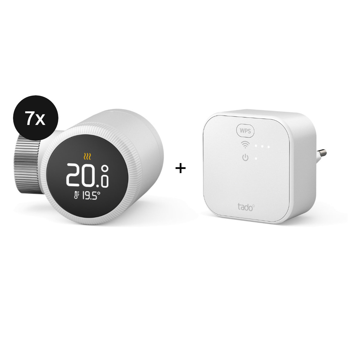 tado° X Starter Kit Smartes Heizkörper-Thermostat - 7er-Set & Bridge (+GRATIS Hombli Lichterkette)