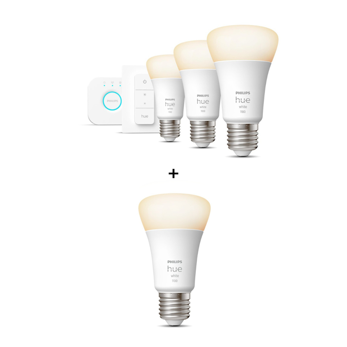 Philips Hue White E27 Bluetooth Starter Kit + White E27 Bluetooth Lampe