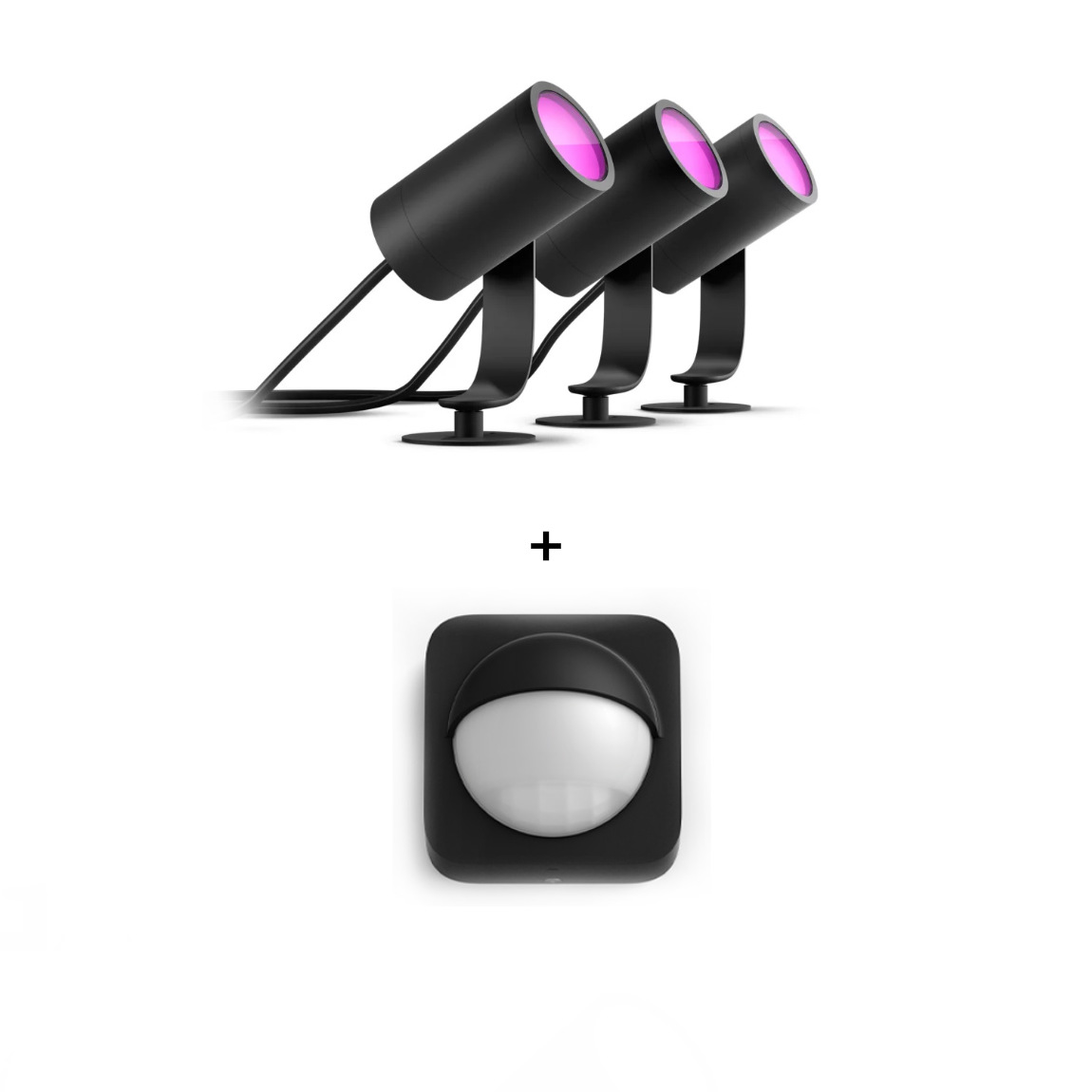 Philips Hue LED Spot Lily Basis Kit (3er-Set) + Philips Hue Outdoor Sensor (+GRATIS Hombli Lichterkette)