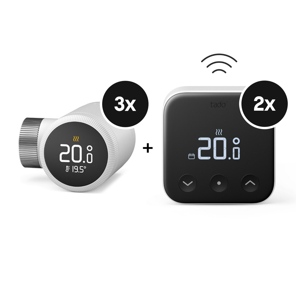 tado° X Smartes Heizkörper-Thermostat - 3er-Set + Funk-Temperatursensor - 2er-Set