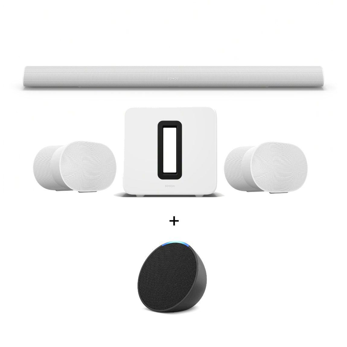 Sonos 9.1.4 Heimkino Set - mit Arc Ultra  2x Era 300 und Sub 4 - Weiß + Amazon Echo Pop