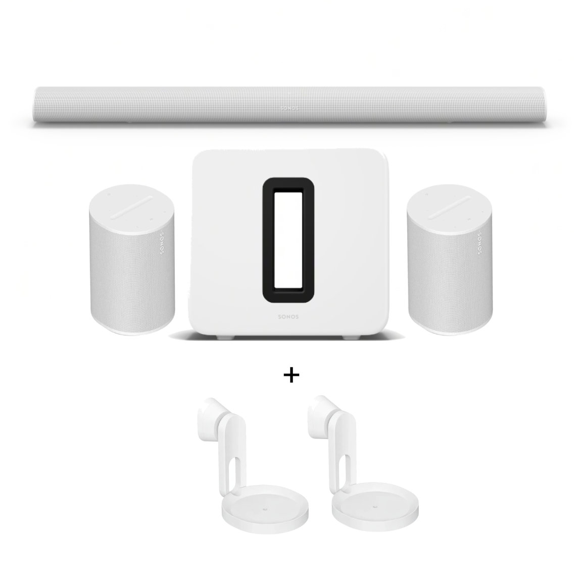 Sonos Heimkino Set - mit Arc Ultra, 2x Era 100 und Sub 4 + Wandhalterung - Weiß