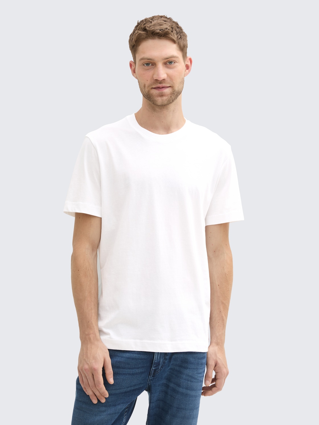TOM TAILOR Herren Basic T-Shirt im 2er-Pack, weiß, Uni, Gr. XL, baumwolle