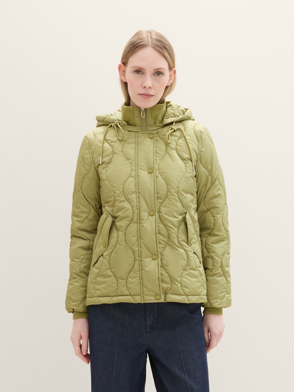 TOM TAILOR Damen Leichte Jacke mit Kapuze, grün, Uni, Gr. XXL, polyester