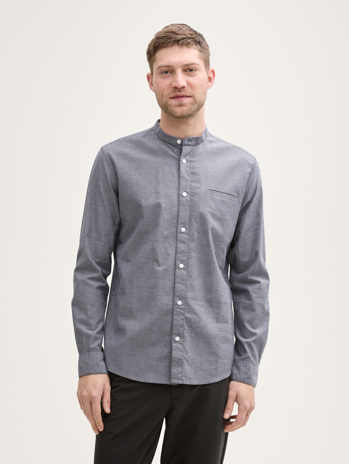 TOM TAILOR Herren Fitted Oxford Hemd mit Brusttasche, blau, Uni, Gr. XXL, baumwolle