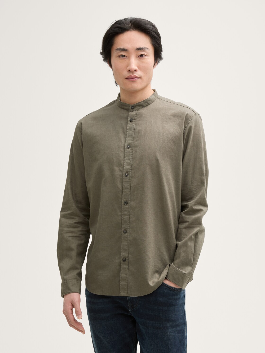 TOM TAILOR Herren Regular Fit Hemd mit Leinenanteil, grün, Uni, Gr. XXL, leinen_zertifiziert