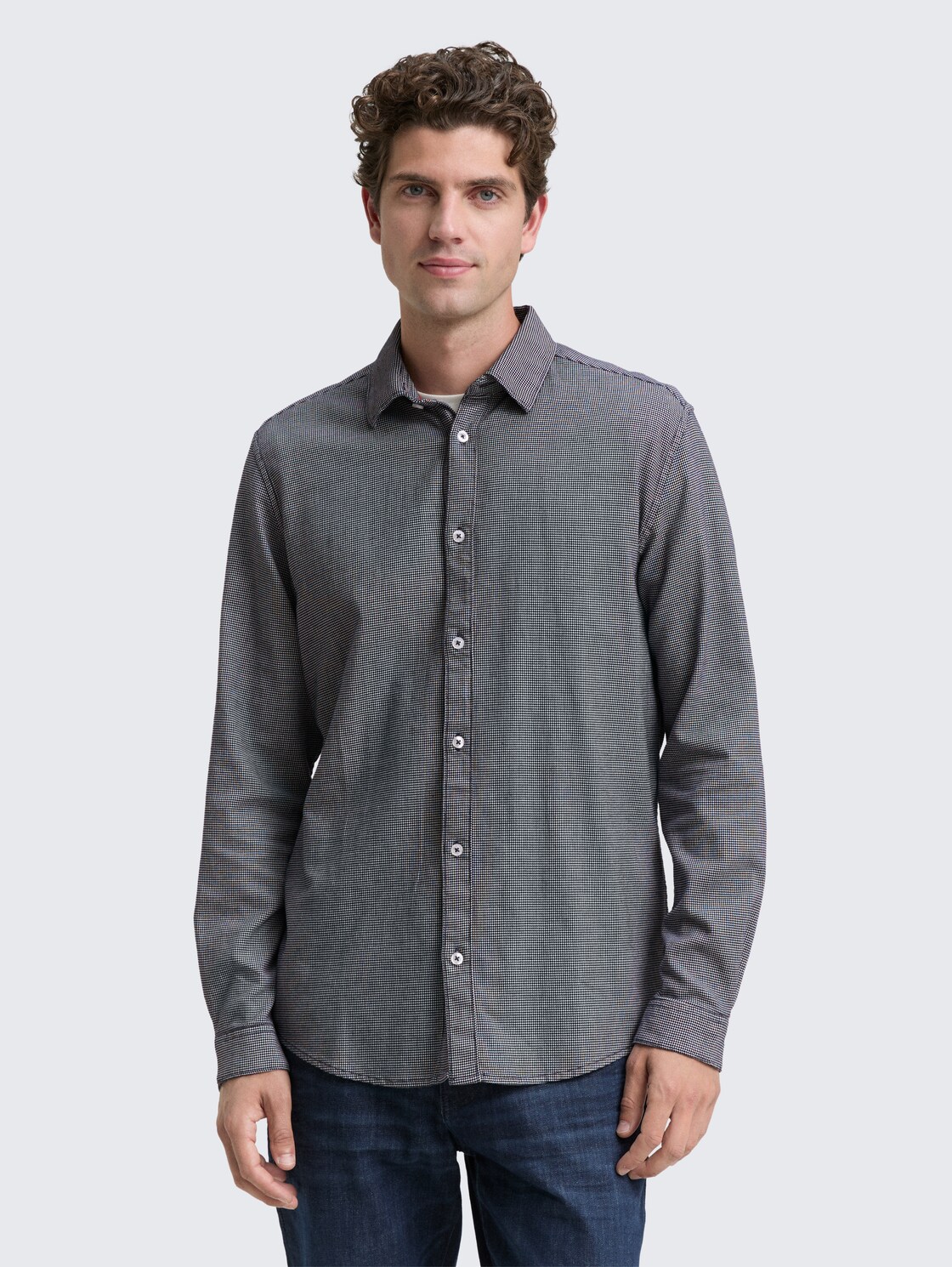 TOM TAILOR Herren Slim Fit Hemd mit Stretch, blau, Meliert, Gr. XXL, baumwolle