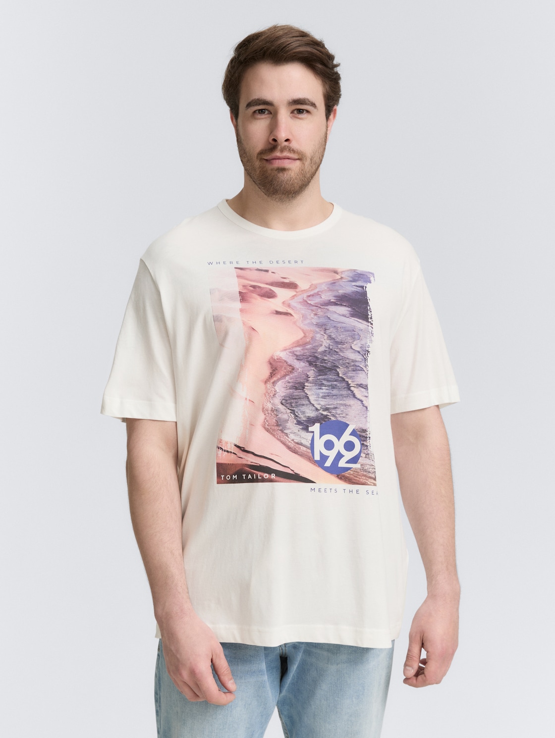 TOM TAILOR Herren Plus Size - T-Shirt mit Foto-Print, weiß, Uni, Gr. 2XL, baumwolle