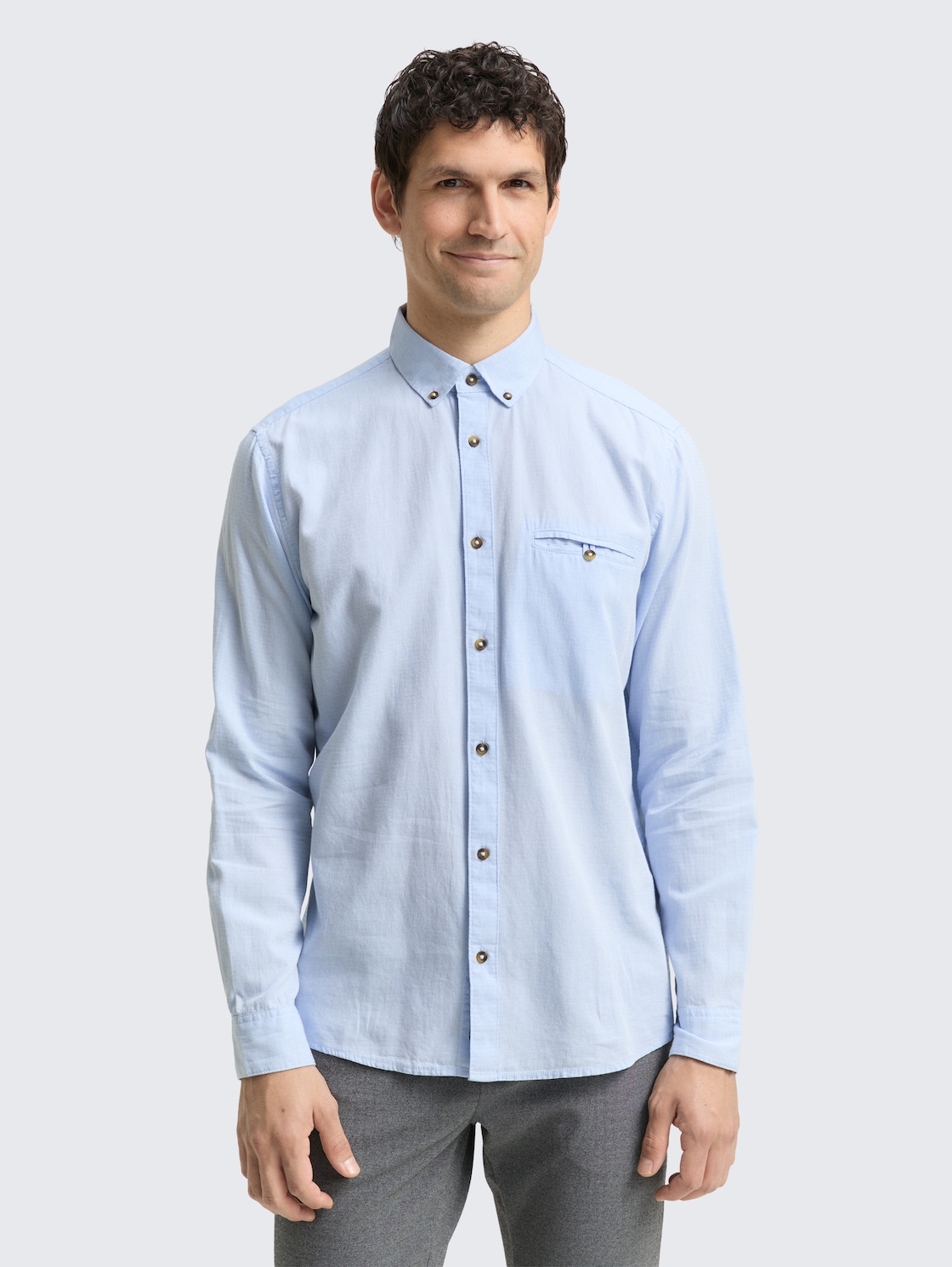 TOM TAILOR Herren Regular Fit Hemd aus Baumwolle, blau, Uni, Gr. XL, baumwolle