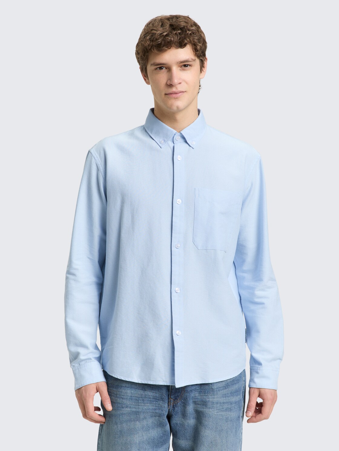 TOM TAILOR DENIM Herren Relaxed Fit Hemd aus Baumwolle, blau, Gestreift, Gr. XL, baumwolle