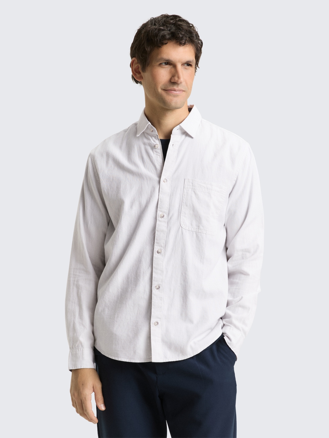 TOM TAILOR Herren Regular Fit Hemd mit Brusttasche, grau, Meliert, Gr. XXL, baumwolle