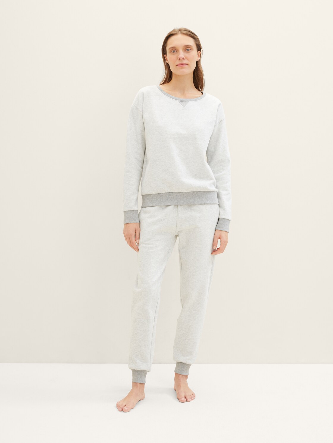 TOM TAILOR Damen Loungewear Sweat-Hose in Melange Optik, grau, Meliert, Gr. S/36, baumwolle