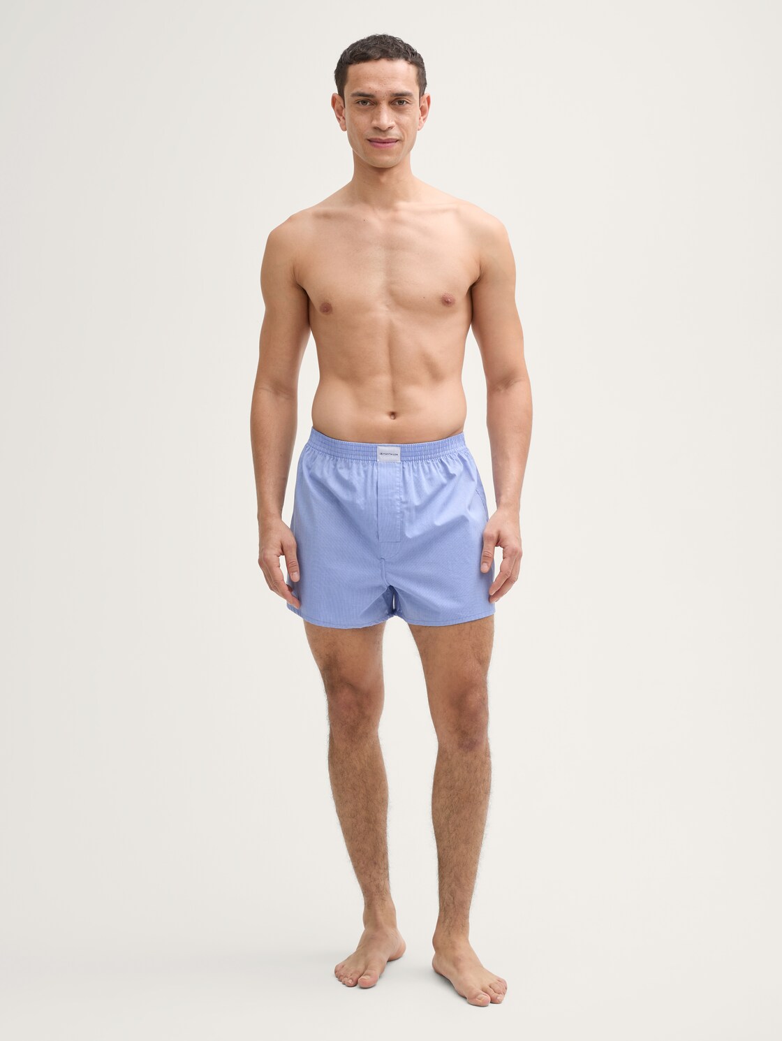 TOM TAILOR Herren Mittellange Boxershorts aus Baumwolle im 2er-Pack, blau, Uni, Gr. L/6, baumwolle