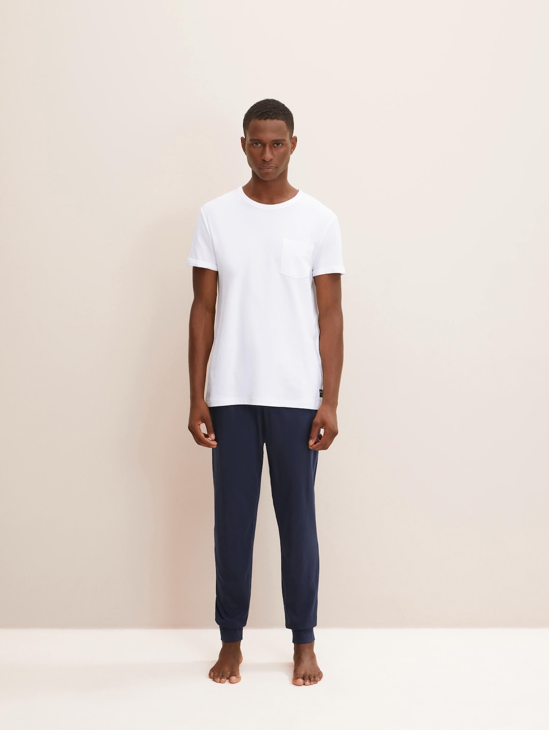 TOM TAILOR Herren Pyjama-Hose aus Baumwolle, blau, Uni, Gr. 48/S, baumwolle