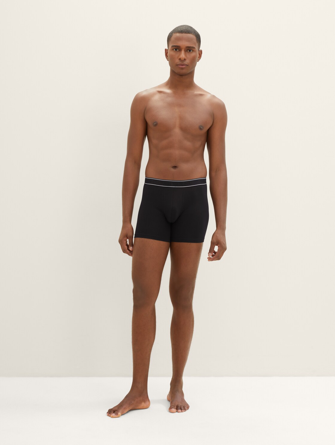 TOM TAILOR Herren Mittellange Boxershorts im 2er-Pack, schwarz, Uni, Gr. 4,